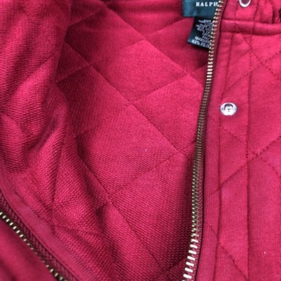 Lauren Ralph Lauren Womens Small Quilted Coat Jacket Hooded Red Full Zip WINTER - Picture 9 of 12